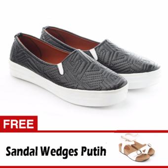 Yutaka Sepatu slip On Hitam Free Sandal Wedges Putih  