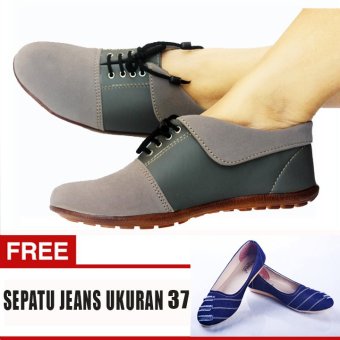 Yutaka Sepatu Wanita N30 Abu-Abu Gratis Jeans Ukuran 37  