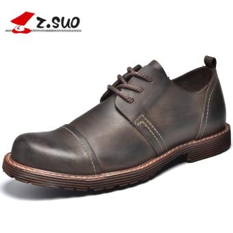 Z.SUO Men's Business Leather Wedding Dress Shoes Formal Classic Cap Toe Lace up Oxfords (Dark Brown) - intl  