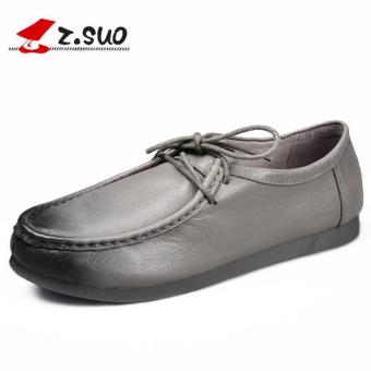 Z.SUO Women's Casual Genuine Leather Sneaker Fashion Shoes (Grey) - intl  