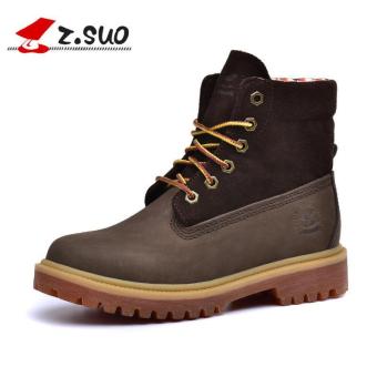 Z.SUO Women's Fashion Lace up Work Boot Genuine Leather Shoes (Coffee) - intl  