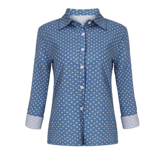 Zanzea 2016 Fashion Ameirican Apparel Women Blouse Casual Lapel Long Sleeve Buttons Sexy Back Slit Blusas Shirts Blue Tops Plus Size (Intl)  
