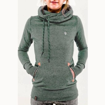 ZANZEA Autumn Winter Hoodies Sweatshirts Women Casual Female Long Sleeve Hem Split Hoody Pullovers Outwear Tops Plus Size (Green) - intl  