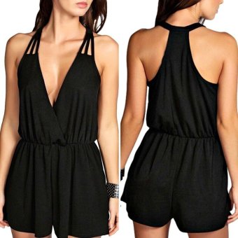 ZANZEA New Arrival Sexy Rompers Womens Jumpsuit Summer Deep V Neck Halter Playsuit Casual Elastic Waist Overalls Plus Size S-4XL - intl  