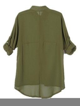 ZANZEA Plus Size Girls Sheer Chiffon Collar Batwing Sleeve Baggy Shirt Blouse Cardigan Green  