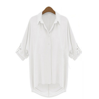 ZANZEA Plus Size Girls Sheer Chiffon Collar Batwing Sleeve Baggy Shirt Blouse Cardigan White (Intl)  