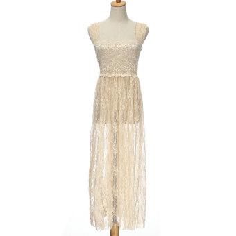 ZANZEA Sexy Womens Boho Maxi Evening Party Beach Dresses (Beige)  