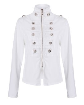 ZANZEA Sexy Women's Long Sleeve Double-breasted Casual Smil Jacket Coat Tops Outwear (White)  