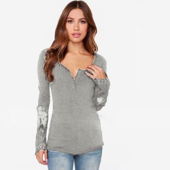 Zanzea Spring Autumn Blouse 2016 High Quality Fashion Women Blusas Tops Lace Mesh Long Sleeve O -Neck Casual Shirt Blusa Feminina S-4XL Grey (Intl)  