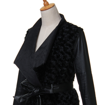 ZANZEA Warm Biker Jacket Coat Ladeis Women PU Leather Sleeve Winter Fur Outwear Parka  