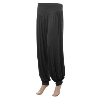 ZANZEA Women Harem Yoga Pant Belly Dance Comfy Loose Boho Wide Club Trousers (Black)  