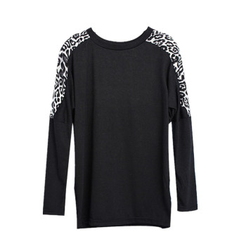 Zanzea Women Long Sleeve Leopard Print Loose Tops Black  