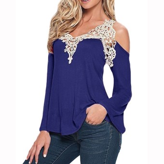 ZANZEA Women Loose Casual Long Sleeve Sexy Lace Blouse  