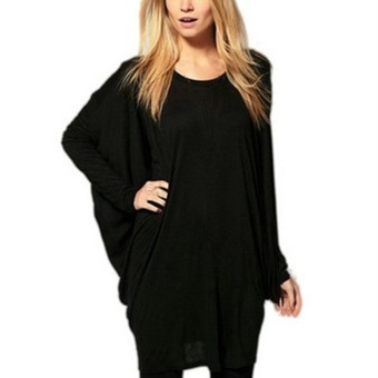 ZANZEA Womens Batwing Sleeve OverSize Blouse Tops Casual Loose Long Top Blouse Black - Intl  