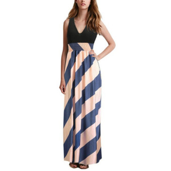 ZANZEA Womens Boho Casual Stripe Long Dress Evening Party Maxi Chiffon Skirt  