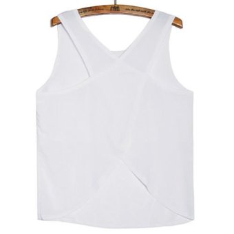ZANZEA Women's Chiffon Sleeveless Blouse Casual Shirt Tank Top Vest Cami (White)  