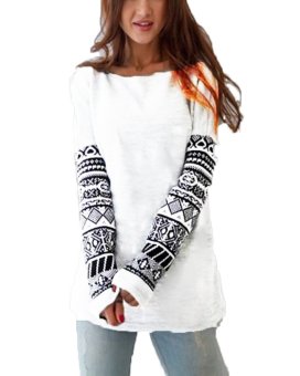 Zanzea Womens Cotton Tops Pullover Long Sleeve Casual Blouse Sweater Shirt Jumper White - intl  