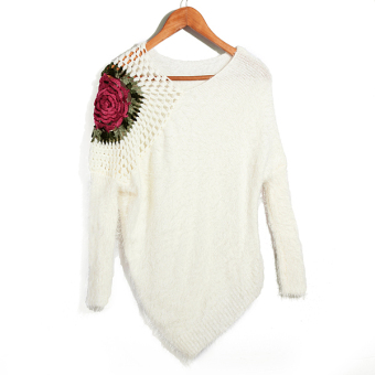 ZANZEA Women's Long Sleeve Hollow Knitwear Pullover Flower Round Neck Sweater  