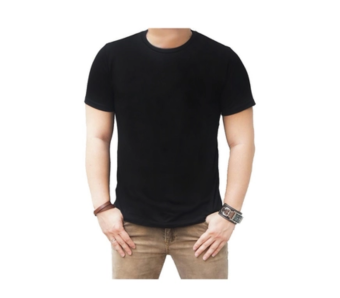 Zero One Store T-Shirt Kaos Polos Lengan Pendek O Neck Hitam  