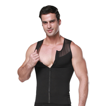 ZEROBODYS Men's Body Slimming Tummy Shaper Vest Belly Underwear Shapewear Girdle Shirt New SS-M09 Black  
