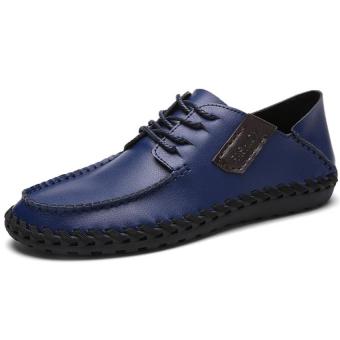 ZHAIZUBULUO Men Casual Leather Driving Shoes (Blue) - intl  