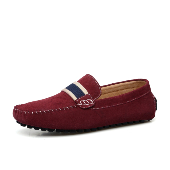 ZHAIZUBULUO Men Fashion Flats Shoes Casual Leather Tod's Boat shoes LX-7599(Red)   