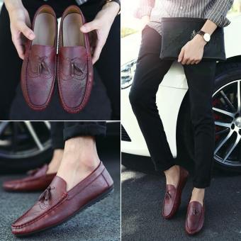 ZHAIZUBULUO Men Fashion PU Leather Loafers Shoes?Claret? - intl  