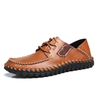 ZHAIZUBULUO Men's Casual Leather Flats Shoes BXT-9916 Brown - intl  