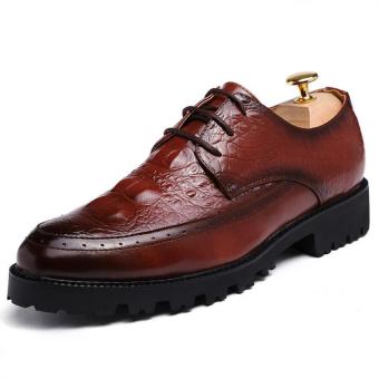 ZHAIZUBULUO Men's Flat Shoes Casual Brogues Men's leather shoes kk156(Brown) - intl  