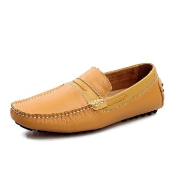 ZHAIZUBULUO Men's Flat Shoes Free Style Breathable Slip-ons Driving Shoes LX-9009(Yellow)   
