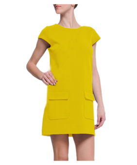 ZigZagZong Cap Sleeve Women's Shift Mini Dress Zipper Yellow (Intl)  