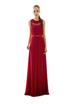 ZigZagZong Hollow Out Sleeveless Women's Full Length Formal Maxi Dress Red (Intl)  