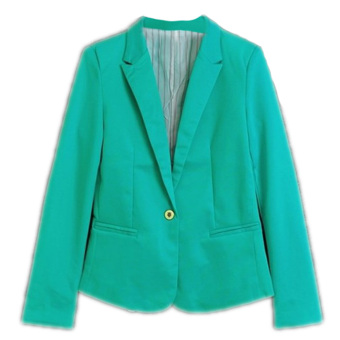 ZigZagZong One Button Women's Lapel Suit Blazer Jacket Outerwear Green (Intl)  