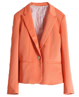 ZigZagZong One Button Women's Lapel Suit Blazer Jacket Outerwear Orange (Intl)  