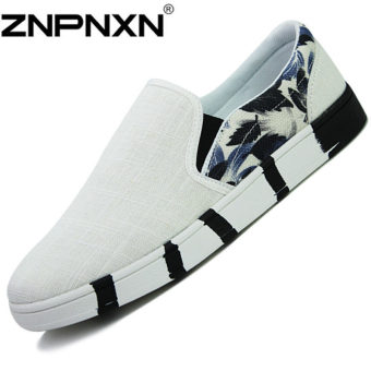 ZNPNXN Four Seasons Men's Casual Shoes Canvas Lazy Shoes (White)  