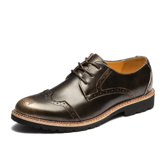 ZNPNXN Leather Brogues & Lace-Ups Casual Oxford Shoes (Gold) - Intl  
