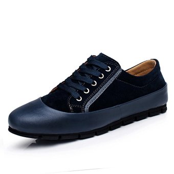 ZNPNXN Leather Men's Casual Shoes Low Cut Fashion Sneakers?Blue?  