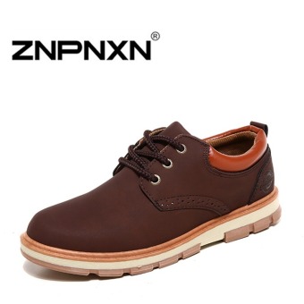 ZNPNXN Men's British Tooling Casual Shoes (Brown)  