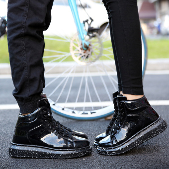ZNPNXN Men's Casual High-top Platform Shoes(Black)  