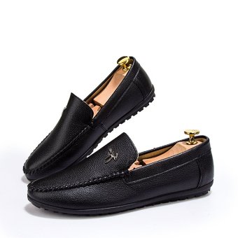 ZNPNXN Men's Fashion Slip-Ons & Loafers Upper Materials Leather (Black)  