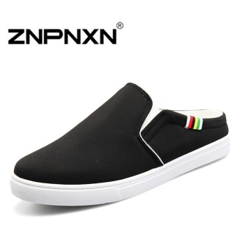 ZNPNXN Men'sHalf slippers Casual Slip-On Loafers (Black)  