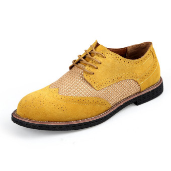 Znpnxn Suede Men's Flat Shoes Casual Brogues and Lace-Ups (Yellow) - Intl  