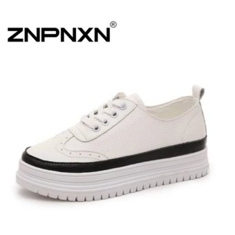 ZNPNXN Woman Platform Shoes Lace Casual Shoes (Black)  