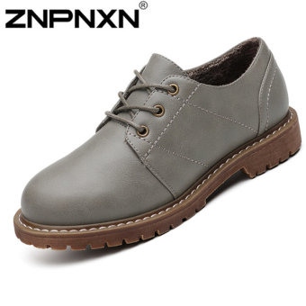 ZNPNXN Women's Fashion college style Lace-Ups SHoes Leather Shoes Fashion Shoes (Grey)  