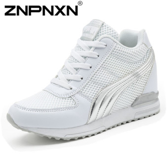 ZNPNXN Women's Fashion sports Wedges Tulle Shoes (White)  