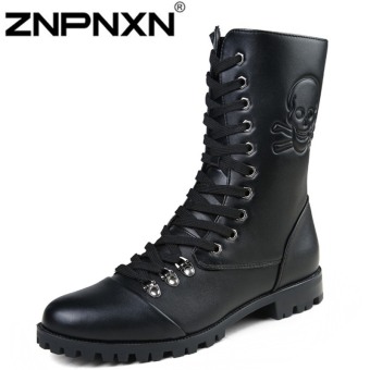 ZNPNXN Women's FashionCasual men 's boots male British Martin boots high to help add cashmere Department of warm knight boots(Black?  