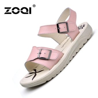 ZOQI Fashion Women Leather Flat Sandals Light & Comfortable Sandals (Pink) - intl  