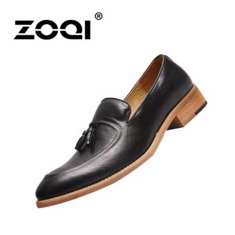 ZOQI man's formal low cut Retro style cow genuine leather casuall Shoes(Black) - intl  