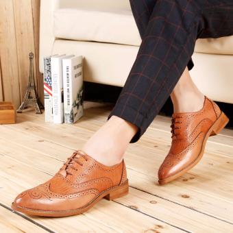 ZOQI man's formal Low Cut shoes genuine leather brogue style Shoes(Brown) - intl  