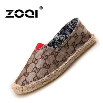 ZOQI Men's And Women's Fashion Slip-Ons & Loafers Canvas Shoes Casual Shoes Cotton Straw Shoes (Brown) - intl  
